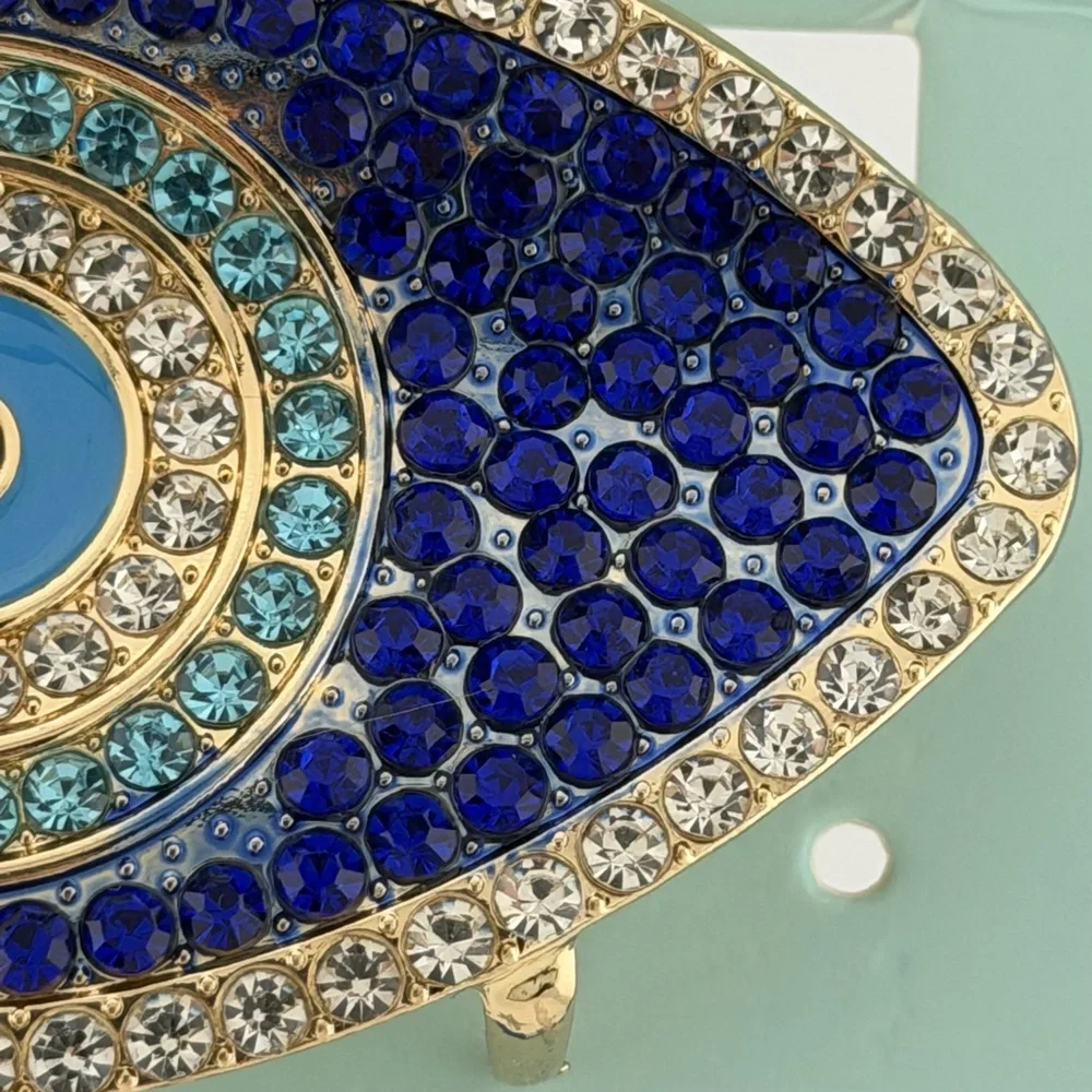 Piper K Evil Eye Hair Claw Clip Gold Tone Blue Silver Rhinestones